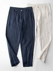 Men's Breathable Ankle-Length Linen Pants [LINENESE-006]