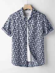 Short-Sleeved Floral Linen Shirt for Men [LINENESE-001]