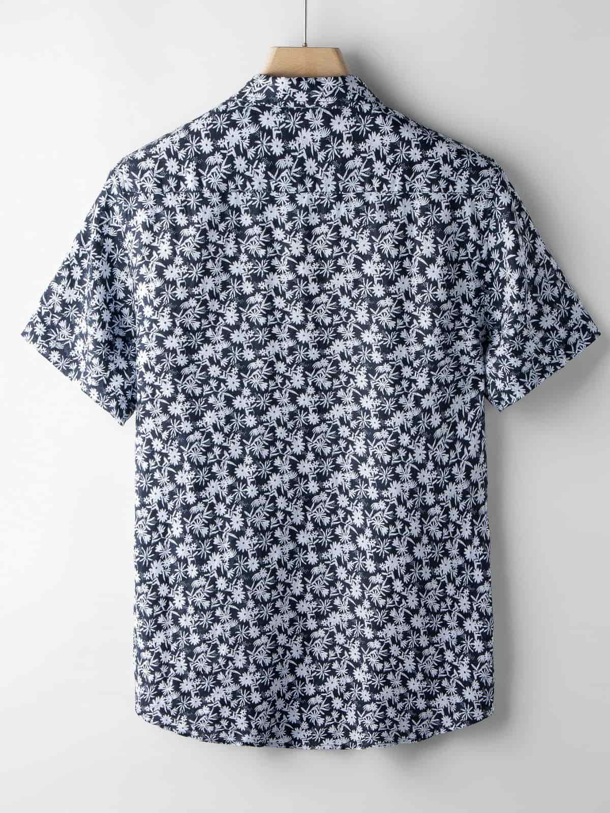 Short-Sleeved Floral Linen Shirt for Men [LINENESE-001]