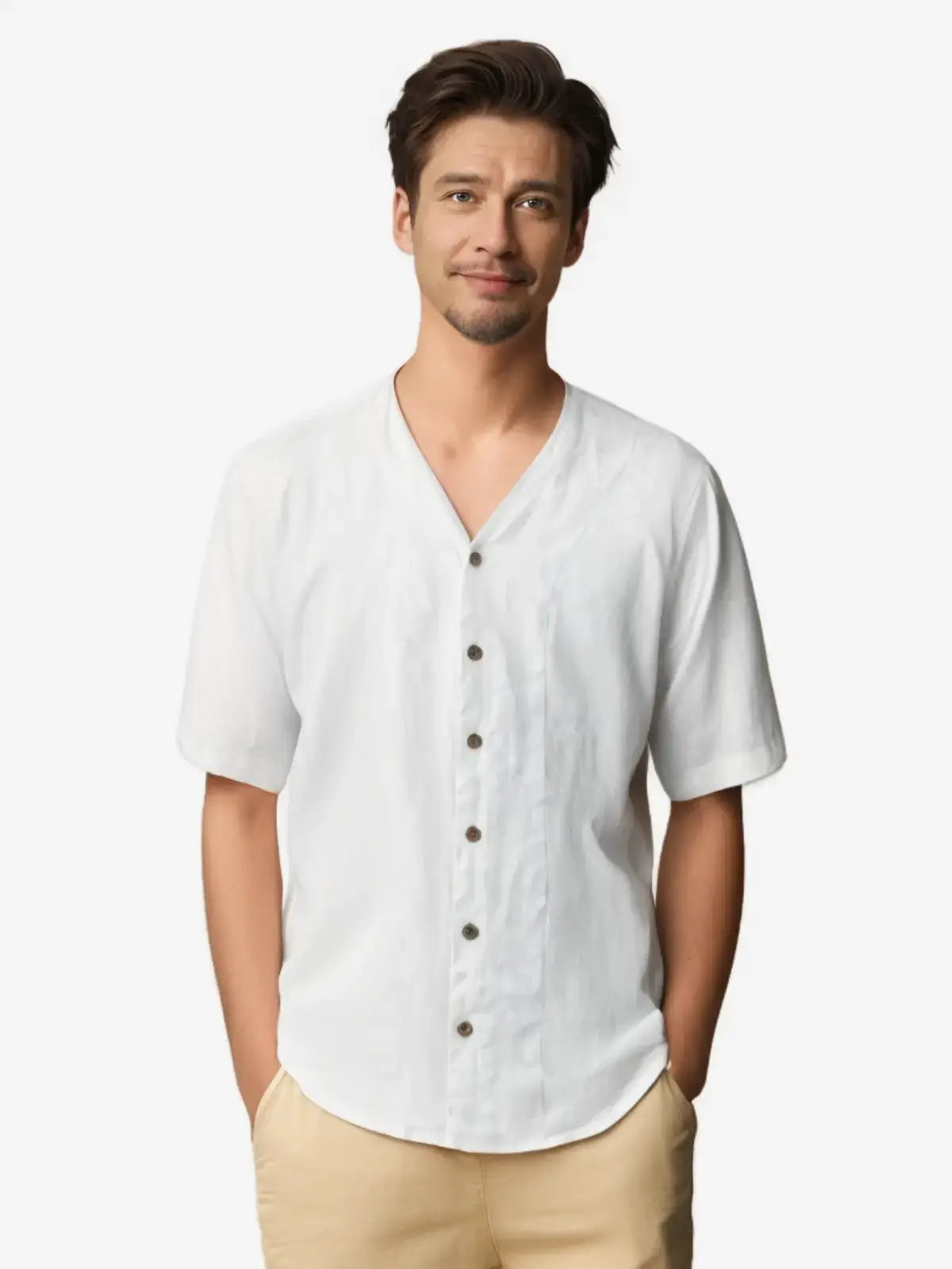 Breathable Short-Sleeved Linen Shirt [LINENESE-004]