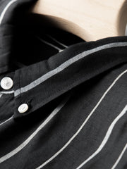 3/4 Sleeved Black Striped Cotton Linen Shirt [LINENESE-002] 04